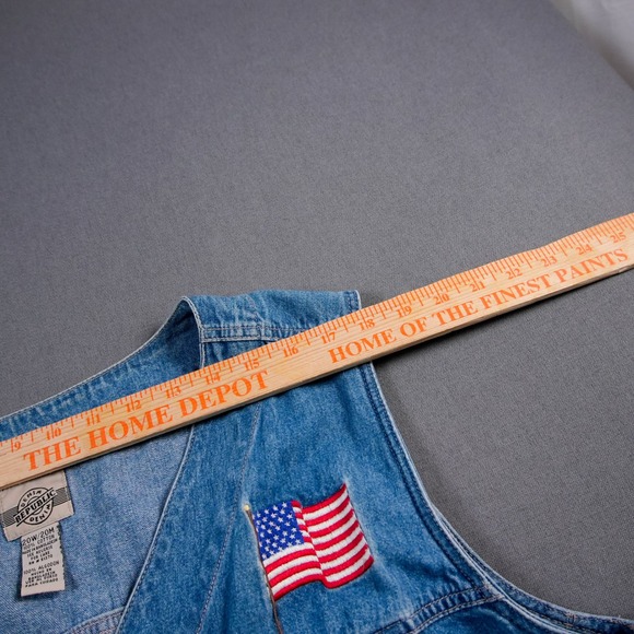 USA American Flag Embroidered Western Retro Biker Vest Women's XXL Pointed Hem - Picture 4 of 9